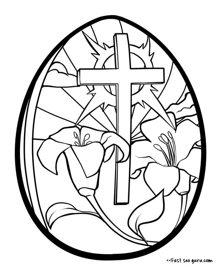 Print out cross easter egg coloring page